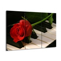 Canvas schilderij Roos | Rood, Rood, Zwart | 90x60cm 3Luik
