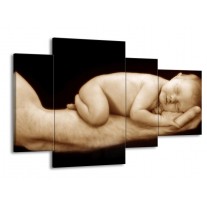 Glas schilderij Baby | Bruin, Zwart, Crème | 120x75cm 4Luik