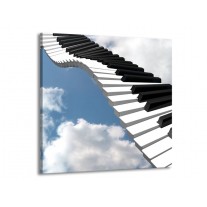 Canvas schilderij Muziek | Blauw, Wit, Zwart | 70x70cm 1Luik