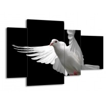 Glas schilderij Vogel | Wit, Zwart, Grijs | 120x75cm 4Luik