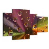Glas schilderij Druppels | Paars, Geel, Groen | 120x75cm 4Luik
