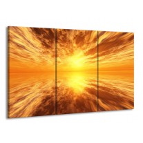 Glas schilderij Zonsondergang | Geel, Bruin, Grijs | 165x100cm 3Luik