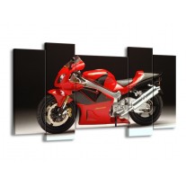 Canvas schilderij Motor | Rood, Zwart, Zilver | 120x65 5Luik