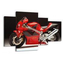 Canvas schilderij Motor | Rood, Zwart, Zilver | 120x75cm 4Luik