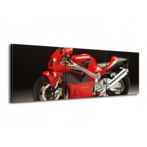Canvas schilderij Motor | Rood, Zwart, Zilver | 150x50cm 3Luik