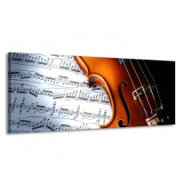 Canvas schilderij Muziek | Wit, Bruin, Zwart | 145x58cm 1Luik