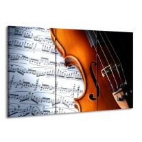 Canvas schilderij Muziek | Wit, Bruin, Zwart | 165x100cm 3Luik