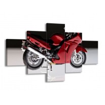 Glas schilderij Motor | Rood, Zwart, Wit | 125x70cm 5Luik