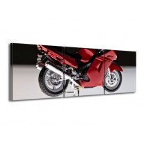 Canvas schilderij Motor | Rood, Zwart, Wit | 150x50cm 3Luik