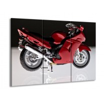 Canvas schilderij Motor | Rood, Zwart, Wit | 90x60cm 3Luik