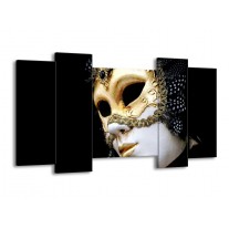 Canvas schilderij Masker | Wit, Goud, Zwart | 120x65 5Luik