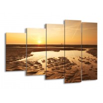 Glas schilderij Strand | Bruin, Geel, Goud | 150x100cm 5Luik