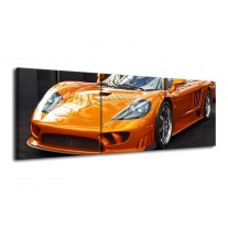 Canvas schilderij Auto | Oranje, Grijs, Wit | 120x40cm 3Luik