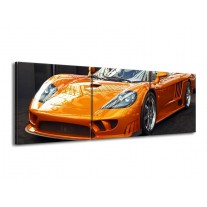 Canvas schilderij Auto | Oranje, Grijs, Wit | 150x50cm 3Luik