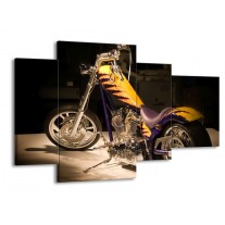 Canvas schilderij Motor | Geel, Paars, Zwart | 120x75cm 4Luik