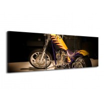 Canvas schilderij Motor | Geel, Paars, Zwart | 150x50cm 3Luik