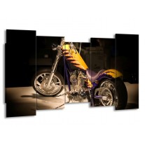Canvas schilderij Motor | Geel, Paars, Zwart | 150x80cm 5Luik