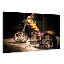 Canvas schilderij Motor | Geel, Paars, Zwart | 165x100cm 3Luik