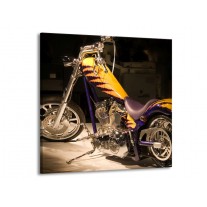 Canvas schilderij Motor | Geel, Paars, Zwart | 70x70cm 1Luik
