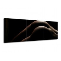 Glas schilderij Billen | Zwart, Wit, Bruin | 120x40cm 3Luik