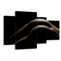 Canvas schilderij Billen | Zwart, Wit, Bruin | 120x75cm 4Luik