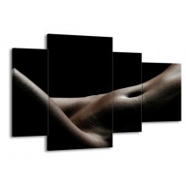 Glas schilderij Lichaam | Zwart, Wit, Bruin | 120x75cm 4Luik