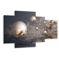 Canvas schilderij Ballen | Grijs, Wit, Zwart | 120x75cm 4Luik