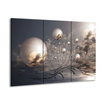 Glas schilderij Ballen | Grijs, Wit, Zwart | 90x60cm 3Luik