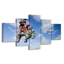 Canvas schilderij Motor | Blauw, Rood, Wit | 150x80cm 5Luik