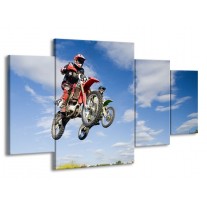 Canvas schilderij Motor | Blauw, Rood, Wit | 160x90cm 4Luik