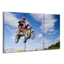 Canvas schilderij Motor | Blauw, Rood, Wit | 165x100cm 3Luik