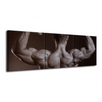 Canvas schilderij Man | Grijs, Zwart, Sepia | 120x40cm 3Luik