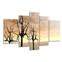 Glas schilderij Bomen | Zwart, Geel | 170x100cm 5Luik