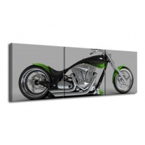 Canvas schilderij Motor | Groen, Grijs, Zwart | 120x40cm 3Luik