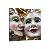 Glas schilderij Masker | Wit, Goud, Zwart | 50x50cm 1Luik