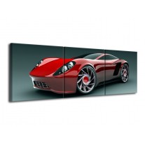 Glas schilderij Auto | Rood, Zwart, Wit | 120x40cm 3Luik