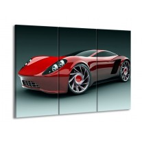 Canvas schilderij Auto | Rood, Zwart, Wit | 90x60cm 3Luik