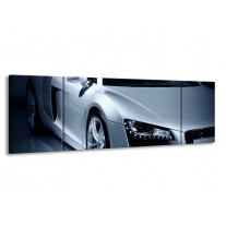Glas schilderij Auto | Grijs, Zwart, Grijs | 170x50cm 3Luik