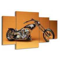 Canvas schilderij Motor | Oranje, Bruin, Zwart | 160x90cm 4Luik