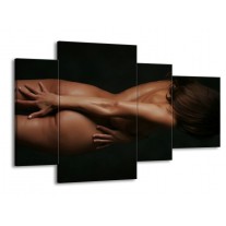 Canvas schilderij Vrouw | Bruin, Zwart | 120x75cm 4Luik