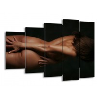 Canvas schilderij Vrouw | Bruin, Zwart | 150x100cm 5Luik