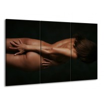 Canvas schilderij Vrouw | Bruin, Zwart | 165x100cm 3Luik