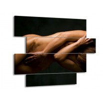 Glas schilderij Vrouw | Bruin, Zwart | 115x85cm 4Luik