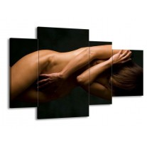 Glas schilderij Vrouw | Bruin, Zwart | 120x75cm 4Luik