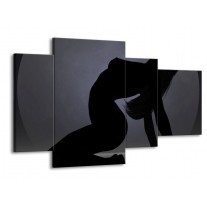 Glas schilderij Vrouw | Zwart, Grijs, Wit | 120x75cm 4Luik