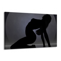 Canvas schilderij Vrouw | Zwart, Grijs, Wit | 140x90cm 1Luik