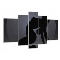Glas schilderij Vrouw | Zwart, Grijs, Wit | 170x100cm 5Luik
