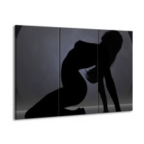 Glas schilderij Vrouw | Zwart, Grijs, Wit | 90x60cm 3Luik