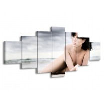 Glas schilderij Vrouw | Wit, Blauw, Grijs | 210x100cm 7Luik