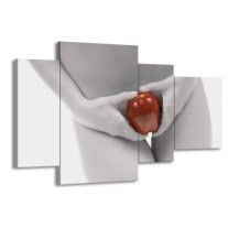 Glas schilderij Appel | Rood, Grijs, Wit | 120x75cm 4Luik